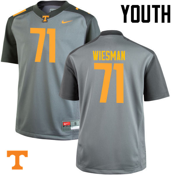 Youth #71 Dylan Wiesman Tennessee Volunteers College Football Jerseys-Gray - Click Image to Close